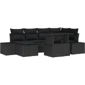 vidaXL Gartensofa-set 7 stk. Schwarz Poly-Rattan