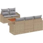 vidaXL Gartensofa-set 6 stk. Beige Poly-Rattan
