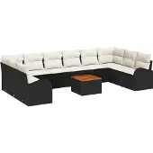 vidaXL Gartensofa-set 11 stk. Schwarz Poly-Rattan