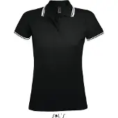 Sol SOLs 00578 | Damen Polo Shirt Pasadena - Farbe: Black/White - Größe: XL