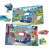 Larsen Puzzle - Freundliche Roboter in der Stadt (2er-Set Midi)