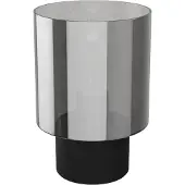 Eglo Tischlampe Gorosiba, Nachttischlampe mit Rauchglas Lampenschirm, Tischleuchte Wohnzimmer aus Metall und Glas bedampft in Schwarz, E27, 22 cm