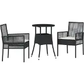 vidaXL Garten Essgruppe 3 stk. Schwarz Poly-Rattan