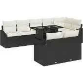 vidaXL Garten-Sofa-Set 9 Stk. Schwarz und Creme