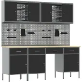 vidaXL Werkbank mit Speicher 10 pcs Schwarz Ingenieure Holz und Stahl