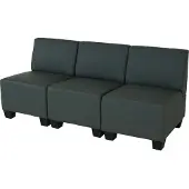 Mendler Modular 3-Sitzer Sofa Couch Lyon, Kunstleder dunkelgrau, ohne Armlehnen
