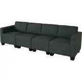 Mendler Modular 4-Sitzer Sofa Couch Moncalieri, Kunstleder dunkelgrau