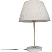 QAZQA Retro Tischlampe Messing mit Plissee Schirm Creme 35 cm - Kaso