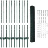 vidaXL Sechseckzaun mit Pfosten 25 x 1 m PVC-beschichteter Stahl Grün