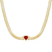 Rosefield JNSRG-J1004 Damen-Kette Snake Heart Choker Goldfarben Roter Kristall