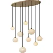 QAZQA - Art Deco Art-Deco-Hängelampe I Pendellampe I Pendelleuchte Gold I Messing mit Opalglas 9-flammig - Yani I Wohnzimmer I Schlafzimmer - Stahl Rund I Kugel I Kugelförmig - LED geeignet G9