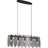 QAZQA - Design Design-Pendelleuchte I Pendellampe I Hängelampe I Pendellampe I Pendelleuchte I Lampe I Leuchte schwarz mit Rauchglas oval 5-flammig - Mochan I Wohnzimmer I Schlafzimmer - Oval - LED ge