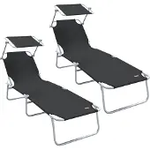 vidaXL Sonnenliege 2 stk. Polyester Schwarz