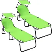 vidaXL Klappbare Sonnenliege 2 pcs Grün 190 x 57 x 81 cm Oxford