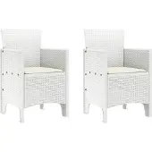 vidaXL Gartenstuhl mit Kissen 2 pcs Weiß 53 x 49 x 85 cm Polypropylen