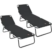 vidaXL Klappbare Sonnenliege 2 pcs Schwarz 188 x 57 x 86,5 cm