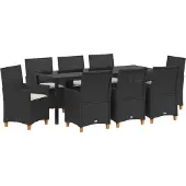 vidaXL Garten Essgruppe 9 Stk. Schwarz Poly-Rattan