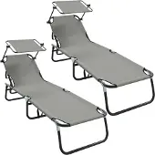 vidaXL Klappbare Sonnenliege 2 pcs Grau 190 x 57 x 81 cm Oxford