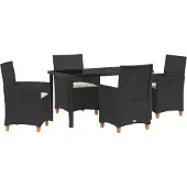 vidaXL Garten Essgruppe 5 Stk. Schwarz Poly-Rattan