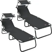 vidaXL Klappbare Sonnenliege 2 pcs Schwarz 190 x 57 x 81 cm Oxford