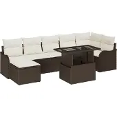 vidaXL Gartensofa-set 8 Stk. Braun [Synthetisch]: Poly Rattan