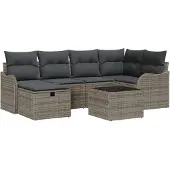 vidaXL Gartensofa-set 7 stk. Poly Rattan