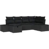 vidaXL Sofa Set mit Kissen 6 pcs Poly-Rattan