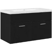 vidaXL Badezimmerschrank Schwarz Eichen-Optik 80 x 38,5 x 46 cm