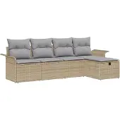 vidaXL Gartensofa-set 5 stk. Poly Rattan