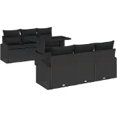 vidaXL Gartensofa-set 7 stk. Schwarz Poly Rattan