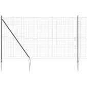 vidaXL Euro-Zaun mit Stacheln 10 x 1,6 m PVC-beschichteter Stahl Grau