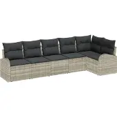 vidaXL Gartensofa-set 6 Stk. Hellgrau Poly-Rattan