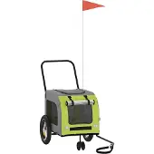 vidaXL Fahrradanhänger für Haustiere Grün und Grau 125 x 53 x 54 cm