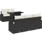 vidaXL Gartensofa-set 6 stk. Schwarz Poly Rattan