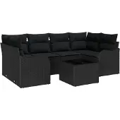 vidaXL Gartensofa-set Schwarz 55 x 55 x 37 cm Poly-Rattan