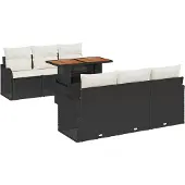 vidaXL Garten-Sofa-Set 7 stk. Schwarz Poly Rattan