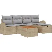 vidaXL Gartensofa-set 6 stk. Beige Poly Rattan