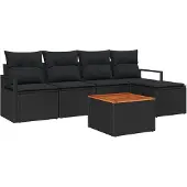 vidaXL Gartensofa-set 6 Stk. Schwarz Poly-Rattan