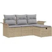 vidaXL Gartensofa-set 4 stk. Poly Rattan
