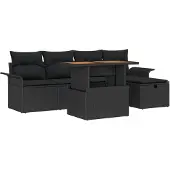 vidaXL Garten-Sofa-Set 6 stk. Schwarz Poly-Rattan