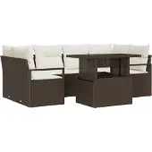 vidaXL Gartensofa-set 7 stk. Braun Poly Rattan