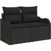 vidaXL Garten-Sofa-Set 8 stk. Schwarz Poly Rattan