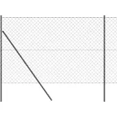 vidaXL Bodenmontierter Maschendrahtzaun 10 x 1,5 m Grau Netz