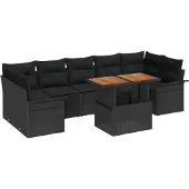 vidaXL Garten-Sofa-Set 8 Stk. Schwarz Poly Rattan