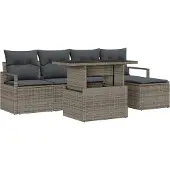 vidaXL Gartensofa-set 6 stk. Grau Poly Rattan