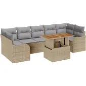vidaXL Gartensofa-set 8 Stk. Beige und Hellgrau Poly-Rattan