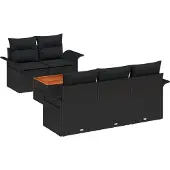 vidaXL Gartensofa-set 6 stk. 5-Sitzanzahl Schwarz Poly-Rattan