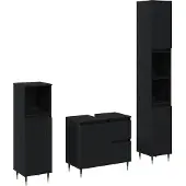 vidaXL Badezimmermöbel-Set 3 Stk. Schwarz Eichen-Optik