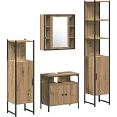 vidaXL Badezimmermöbel-Set 4 stk. Artisan-Eiche 33 x 33 x 185,5 cm
