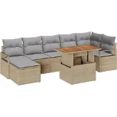 vidaXL Gartensofa-set 8 Stk. Beige und Grau